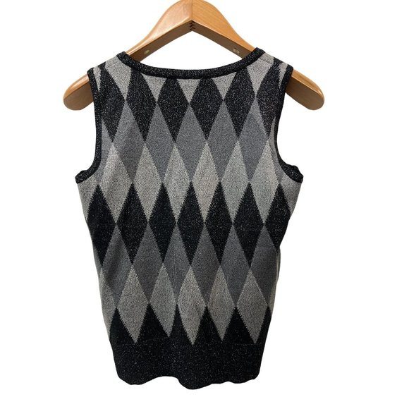 Cable and Gauge Top and Cardigan Sweater Set Metallic Argyle - Picture 4 of 11